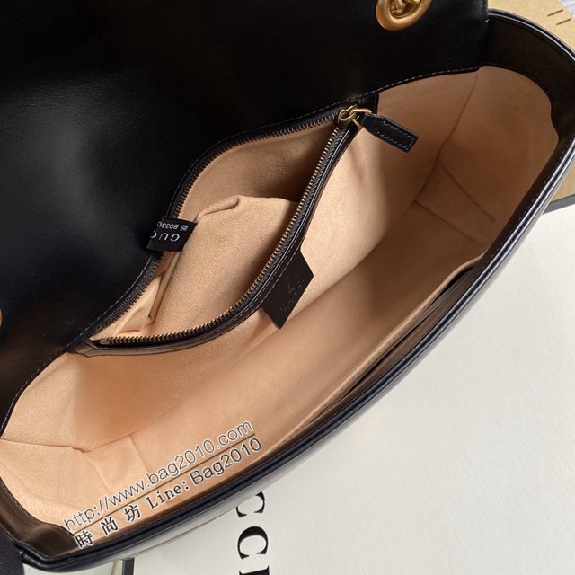 Gucci新款黑色原廠皮包包 古馳GG Marmont系列女包 Gucci鏈條單肩斜挎包 443496  ydg3130